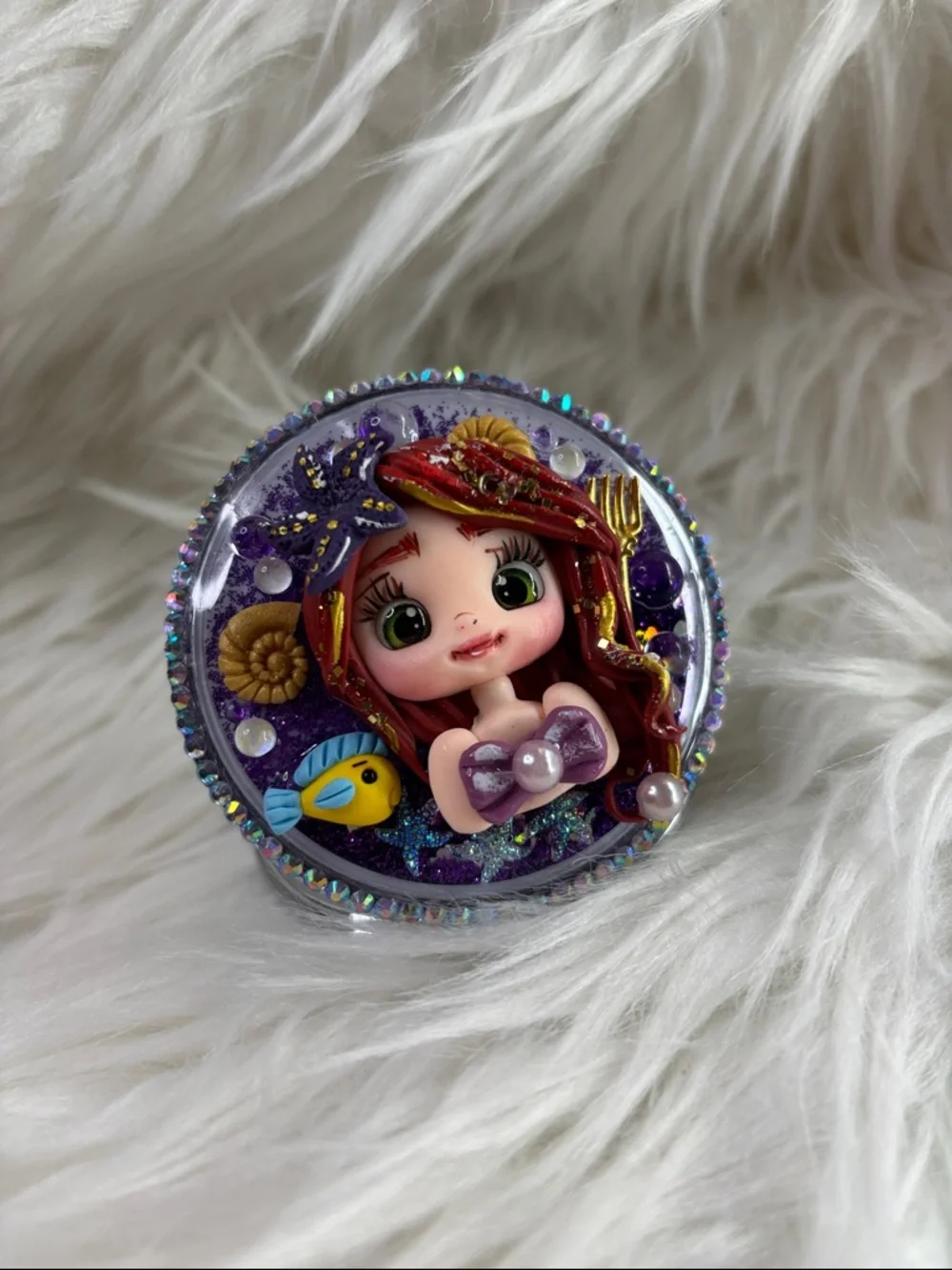 Ariel Hand Crafted Purple Mermaid Compact Mirror